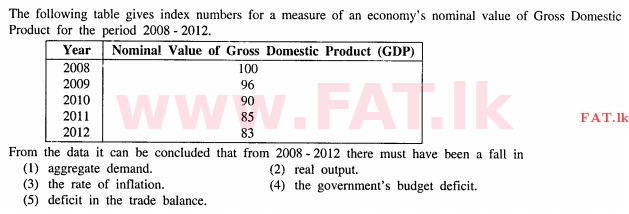 உள்ளூர் பாடத்திட்டம் : உயர்தரம் (உ/த) பொருளியல் - 2013 ஆகஸ்ட் - தாள்கள் I (English மொழிமூலம்) 32 1