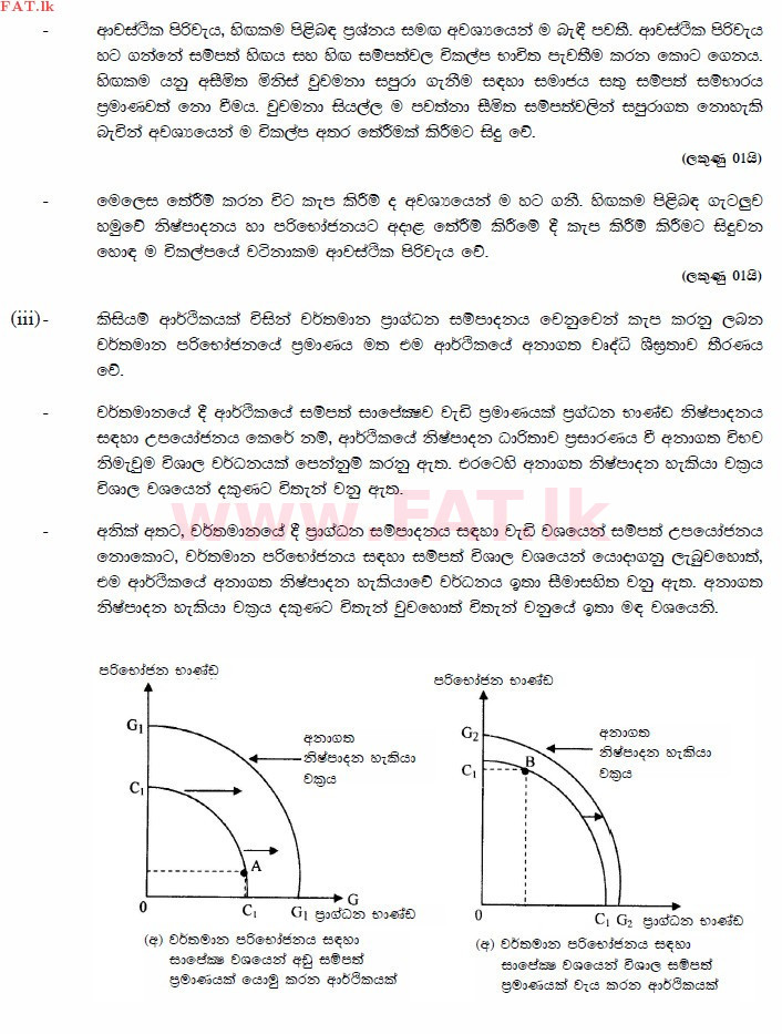 National Syllabus : Advanced Level (A/L) Economics - 2015 August - Paper II (සිංහල Medium) 1 3467