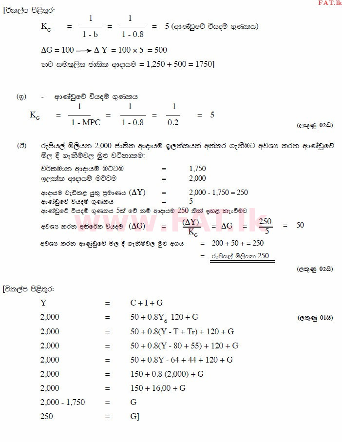 National Syllabus : Advanced Level (A/L) Economics - 2015 August - Paper II (සිංහල Medium) 5 3480