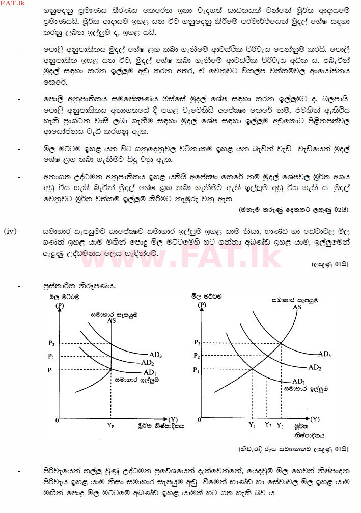 National Syllabus : Advanced Level (A/L) Economics - 2015 August - Paper II (සිංහල Medium) 6 3482
