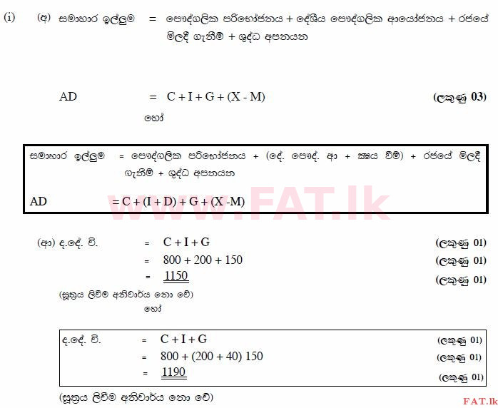 National Syllabus : Advanced Level (A/L) Economics - 2014 August - Paper II (සිංහල Medium) 5 2920