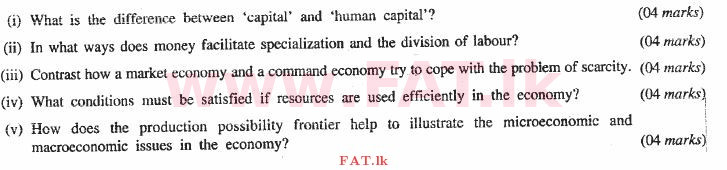 உள்ளூர் பாடத்திட்டம் : உயர்தரம் (உ/த) பொருளியல் - 2013 ஆகஸ்ட் - தாள்கள் II (English மொழிமூலம்) 1 1