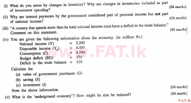 National Syllabus : Advanced Level (A/L) Economics - 2013 August - Paper II (English Medium) 4 1