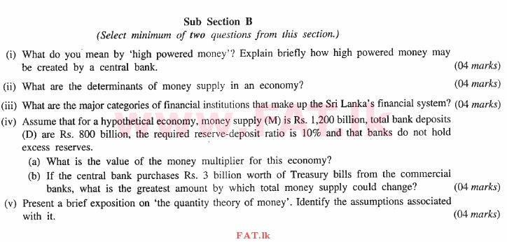 உள்ளூர் பாடத்திட்டம் : உயர்தரம் (உ/த) பொருளியல் - 2013 ஆகஸ்ட் - தாள்கள் II (English மொழிமூலம்) 6 1