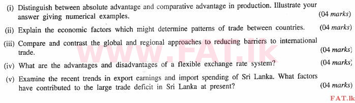 உள்ளூர் பாடத்திட்டம் : உயர்தரம் (உ/த) பொருளியல் - 2013 ஆகஸ்ட் - தாள்கள் II (English மொழிமூலம்) 8 1