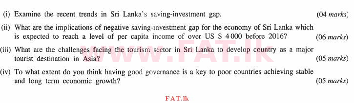 உள்ளூர் பாடத்திட்டம் : உயர்தரம் (உ/த) பொருளியல் - 2013 ஆகஸ்ட் - தாள்கள் II (English மொழிமூலம்) 10 1