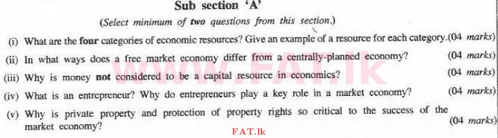 දේශීය විෂය නිර්දේශය : උසස් පෙළ (A/L) ආර්ථික විද්‍යාව - 2016 අගෝස්තු - ප්‍රශ්න පත්‍රය II (English මාධ්‍යය) 1 1