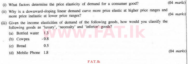 National Syllabus : Advanced Level (A/L) Economics - 2016 August - Paper II (English Medium) 3 1