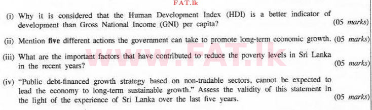 දේශීය විෂය නිර්දේශය : උසස් පෙළ (A/L) ආර්ථික විද්‍යාව - 2016 අගෝස්තු - ප්‍රශ්න පත්‍රය II (English මාධ්‍යය) 9 1