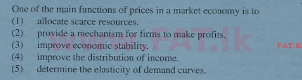 National Syllabus : Advanced Level (A/L) Economics - 2011 August - Paper I (English Medium) 9 1