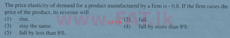 உள்ளூர் பாடத்திட்டம் : உயர்தரம் (உ/த) பொருளியல் - 2011 ஆகஸ்ட் - தாள்கள் I (English மொழிமூலம்) 13 1