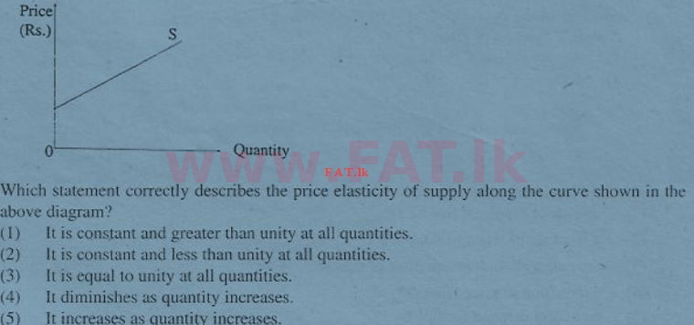 உள்ளூர் பாடத்திட்டம் : உயர்தரம் (உ/த) பொருளியல் - 2011 ஆகஸ்ட் - தாள்கள் I (English மொழிமூலம்) 14 1