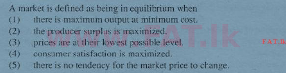 உள்ளூர் பாடத்திட்டம் : உயர்தரம் (உ/த) பொருளியல் - 2011 ஆகஸ்ட் - தாள்கள் I (English மொழிமூலம்) 15 1