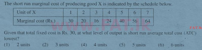 உள்ளூர் பாடத்திட்டம் : உயர்தரம் (உ/த) பொருளியல் - 2011 ஆகஸ்ட் - தாள்கள் I (English மொழிமூலம்) 20 1
