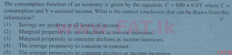 உள்ளூர் பாடத்திட்டம் : உயர்தரம் (உ/த) பொருளியல் - 2011 ஆகஸ்ட் - தாள்கள் I (English மொழிமூலம்) 26 1