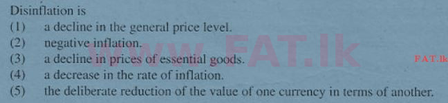 National Syllabus : Advanced Level (A/L) Economics - 2011 August - Paper I (English Medium) 34 1