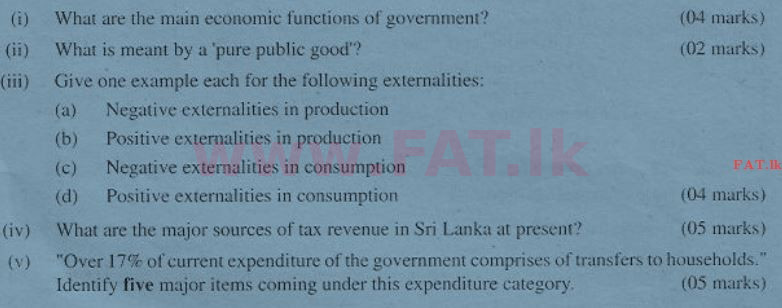 உள்ளூர் பாடத்திட்டம் : உயர்தரம் (உ/த) பொருளியல் - 2011 ஆகஸ்ட் - தாள்கள் II (English மொழிமூலம்) 7 1