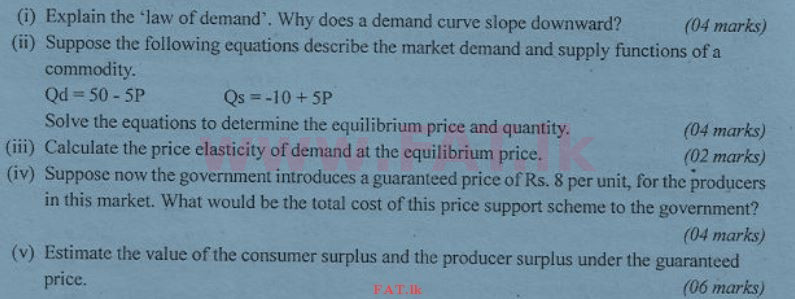 දේශීය විෂය නිර්දේශය : උසස් පෙළ (A/L) ආර්ථික විද්‍යාව - 2012 අගෝස්තු - ප්‍රශ්න පත්‍රය II (English මාධ්‍යය) 2 1