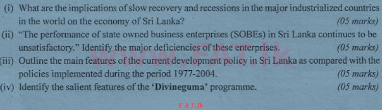 National Syllabus : Advanced Level (A/L) Economics - 2012 August - Paper II (English Medium) 10 1