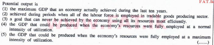 දේශීය විෂය නිර්දේශය : උසස් පෙළ (A/L) ආර්ථික විද්‍යාව - 2016 අගෝස්තු - ප්‍රශ්න පත්‍රය I (English මාධ්‍යය) 6 1