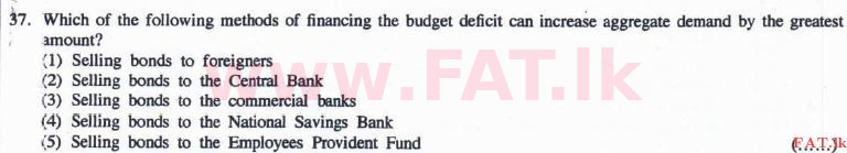 දේශීය විෂය නිර්දේශය : උසස් පෙළ (A/L) ආර්ථික විද්‍යාව - 2016 අගෝස්තු - ප්‍රශ්න පත්‍රය I (English මාධ්‍යය) 37 1