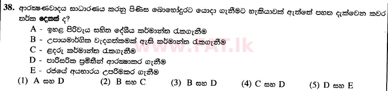 National Syllabus : Advanced Level (A/L) Economics - 2020 October - Paper I (New Syllabus) (සිංහල Medium) 38 1