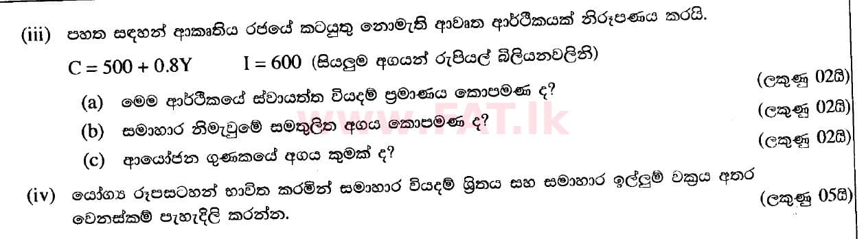 National Syllabus : Advanced Level (A/L) Economics - 2020 October - Paper II (New Syllabus) (සිංහල Medium) 5 2