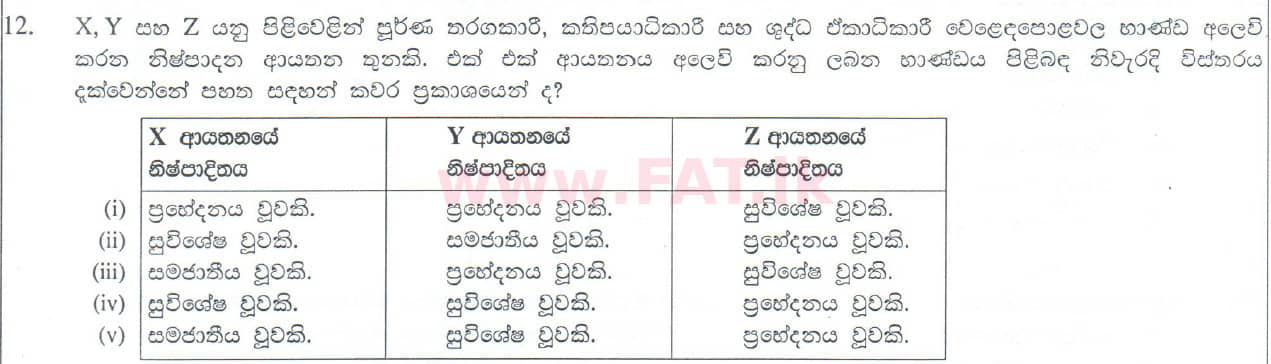 National Syllabus : Advanced Level (A/L) Economics - 2010 August - Paper I (සිංහල Medium) 12 1