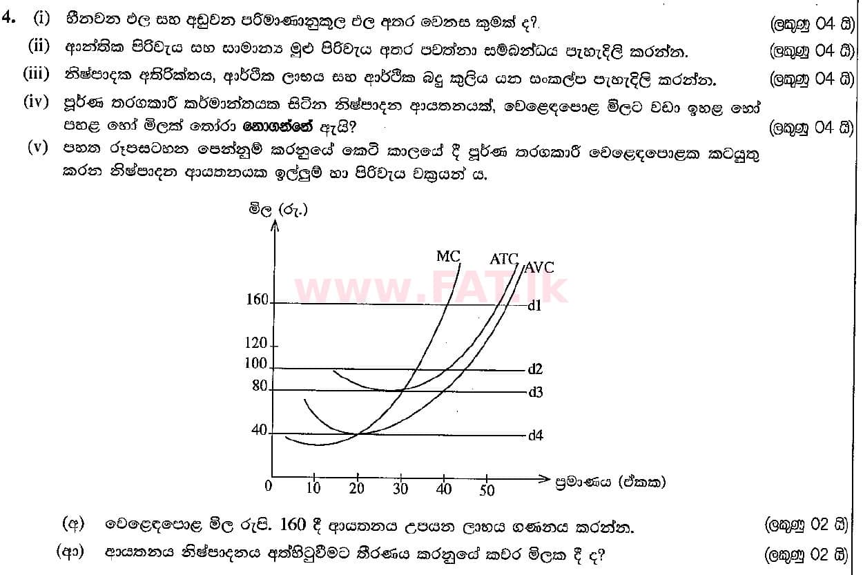 உள்ளூர் பாடத்திட்டம் : உயர்தரம் (உ/த) பொருளியல் - 2016 ஆகஸ்ட் - தாள்கள் II (සිංහල மொழிமூலம்) 4 1