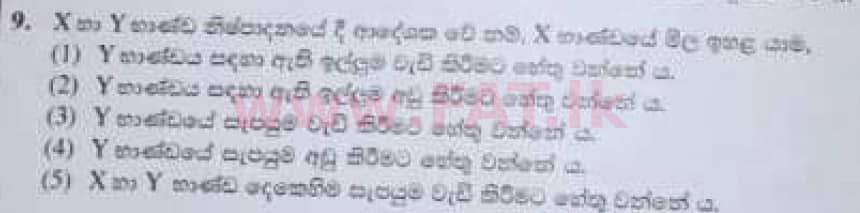 National Syllabus : Advanced Level (A/L) Economics - 2020 October - Paper I (Old Syllabus) (සිංහල Medium) 9 1