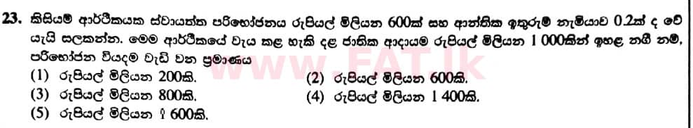 දේශීය විෂය නිර්දේශය : උසස් පෙළ (A/L) ආර්ථික විද්‍යාව - 2019 අගෝස්තු - ප්‍රශ්න පත්‍රය I (නව විෂය නිර්දේශය) (සිංහල මාධ්‍යය) 23 1