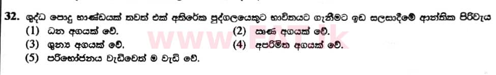 National Syllabus : Advanced Level (A/L) Economics - 2019 August - Paper I (New Syllabus) (සිංහල Medium) 32 1