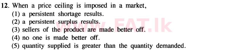 දේශීය විෂය නිර්දේශය : උසස් පෙළ (A/L) ආර්ථික විද්‍යාව - 2020 ඔක්තෝබර් - ප්‍රශ්න පත්‍රය I (නව විෂය නිර්දේශය) (English මාධ්‍යය) 12 1