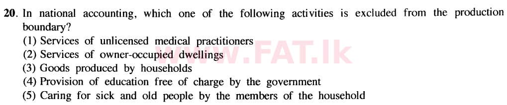 දේශීය විෂය නිර්දේශය : උසස් පෙළ (A/L) ආර්ථික විද්‍යාව - 2020 ඔක්තෝබර් - ප්‍රශ්න පත්‍රය I (නව විෂය නිර්දේශය) (English මාධ්‍යය) 20 1