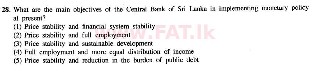 දේශීය විෂය නිර්දේශය : උසස් පෙළ (A/L) ආර්ථික විද්‍යාව - 2020 ඔක්තෝබර් - ප්‍රශ්න පත්‍රය I (නව විෂය නිර්දේශය) (English මාධ්‍යය) 28 1