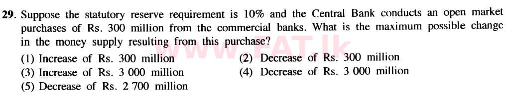 දේශීය විෂය නිර්දේශය : උසස් පෙළ (A/L) ආර්ථික විද්‍යාව - 2020 ඔක්තෝබර් - ප්‍රශ්න පත්‍රය I (නව විෂය නිර්දේශය) (English මාධ්‍යය) 29 1