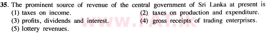 දේශීය විෂය නිර්දේශය : උසස් පෙළ (A/L) ආර්ථික විද්‍යාව - 2020 ඔක්තෝබර් - ප්‍රශ්න පත්‍රය I (නව විෂය නිර්දේශය) (English මාධ්‍යය) 35 1