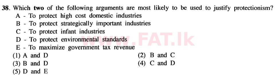 දේශීය විෂය නිර්දේශය : උසස් පෙළ (A/L) ආර්ථික විද්‍යාව - 2020 ඔක්තෝබර් - ප්‍රශ්න පත්‍රය I (නව විෂය නිර්දේශය) (English මාධ්‍යය) 38 1
