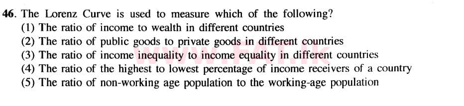 දේශීය විෂය නිර්දේශය : උසස් පෙළ (A/L) ආර්ථික විද්‍යාව - 2020 ඔක්තෝබර් - ප්‍රශ්න පත්‍රය I (නව විෂය නිර්දේශය) (English මාධ්‍යය) 46 1