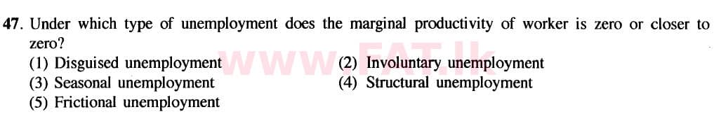 දේශීය විෂය නිර්දේශය : උසස් පෙළ (A/L) ආර්ථික විද්‍යාව - 2020 ඔක්තෝබර් - ප්‍රශ්න පත්‍රය I (නව විෂය නිර්දේශය) (English මාධ්‍යය) 47 1