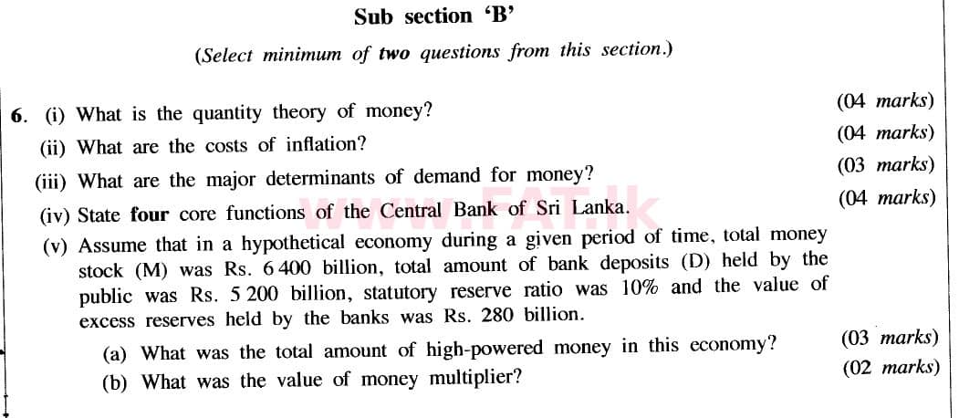 දේශීය විෂය නිර්දේශය : උසස් පෙළ (A/L) ආර්ථික විද්‍යාව - 2020 ඔක්තෝබර් - ප්‍රශ්න පත්‍රය II (නව විෂය නිර්දේශය) (English මාධ්‍යය) 6 1