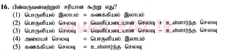 உள்ளூர் பாடத்திட்டம் : உயர்தரம் (உ/த) பொருளியல் - 2020 அக்டோபர் - தாள்கள் I (புதிய பாடத்திட்டம்) (தமிழ் மொழிமூலம்) 16 1