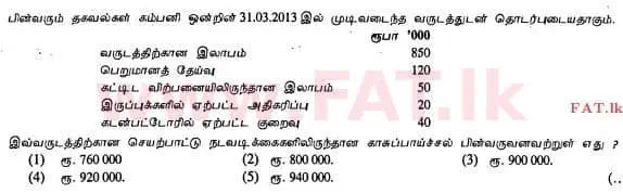 National Syllabus : Advanced Level (A/L) Accounting - 2013 August - Paper I A (தமிழ் Medium) 21 1