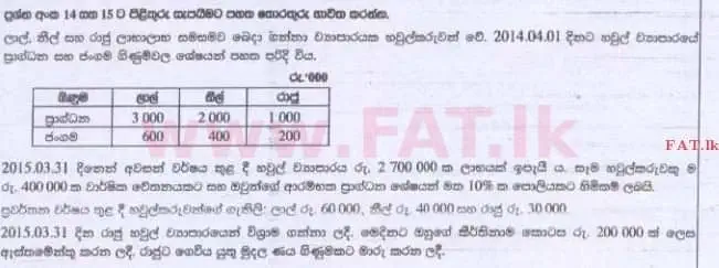 National Syllabus : Advanced Level (A/L) Accounting - 2015 August - Paper I A (සිංහල Medium) 15 1