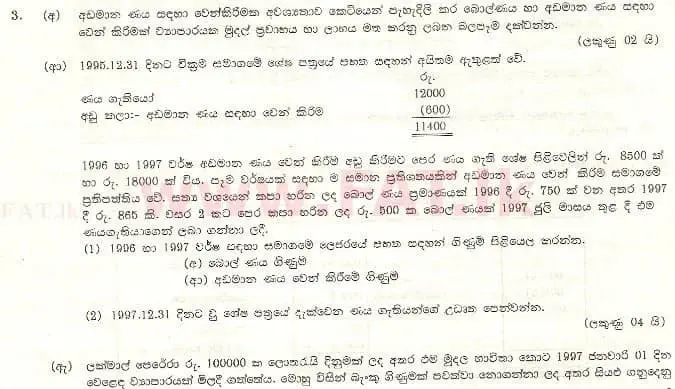 உள்ளூர் பாடத்திட்டம் : உயர்தரம் (உ/த) கணக்கியல் - 1998 ஆகஸ்ட் - தாள்கள் I (සිංහල மொழிமூலம்) 3 1