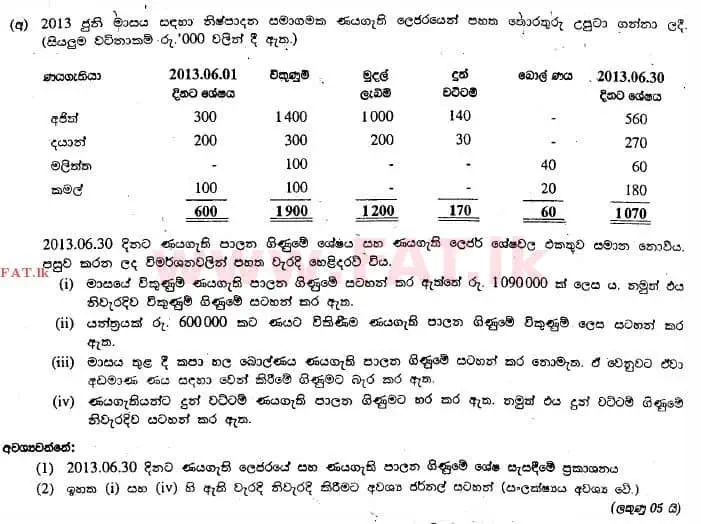 National Syllabus : Advanced Level (A/L) Accounting - 2013 August - Paper II (සිංහල Medium) 7 1