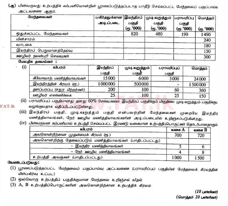 National Syllabus : Advanced Level (A/L) Accounting - 2013 August - Paper II (தமிழ் Medium) 2 3