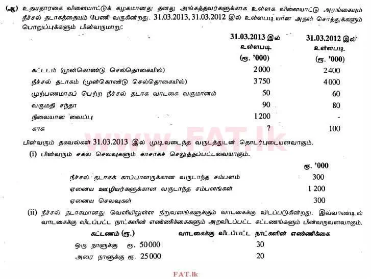 உள்ளூர் பாடத்திட்டம் : உயர்தரம் (உ/த) கணக்கியல் - 2013 ஆகஸ்ட் - தாள்கள் II (தமிழ் மொழிமூலம்) 4 2