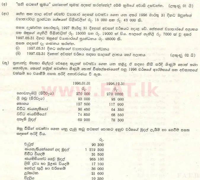 National Syllabus : Advanced Level (A/L) Accounting - 1997 August - Paper I (සිංහල Medium) 5 1