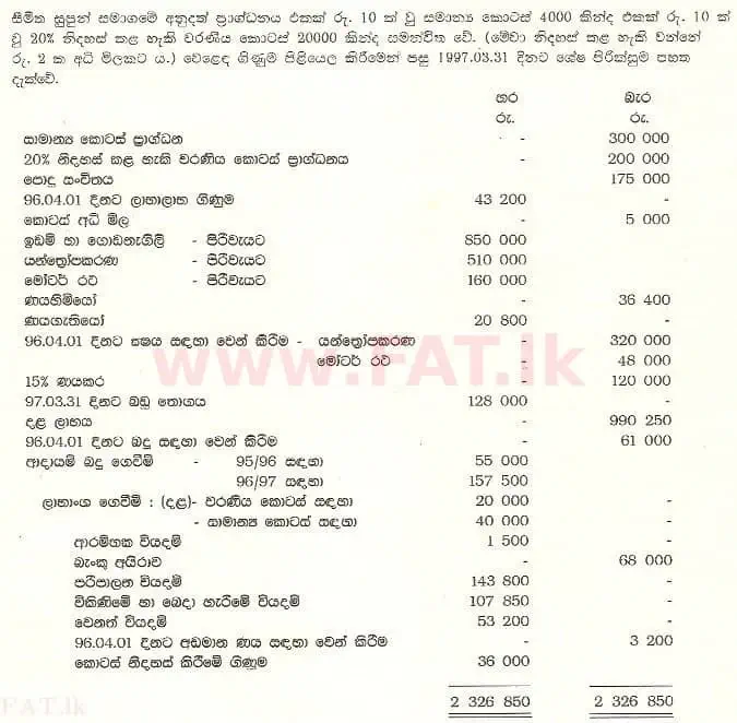 National Syllabus : Advanced Level (A/L) Accounting - 1997 August - Paper II (සිංහල Medium) 1 1